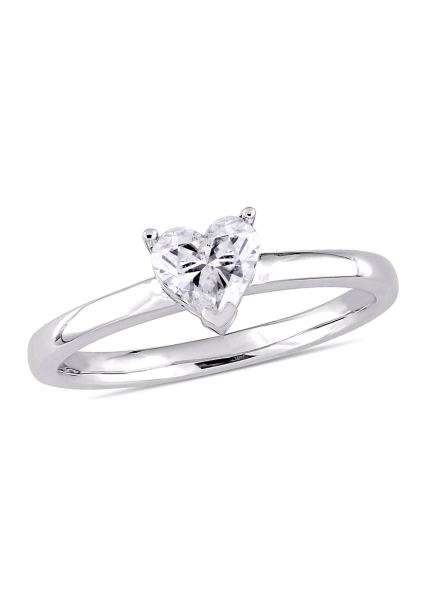 1/2 CT TW Heart-Cut Diamond Solitaire Engagement Ring in 14k White Gold