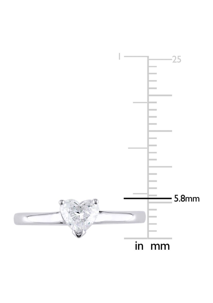 1/2 CT TW Heart-Cut Diamond Solitaire Engagement Ring in 14k White Gold