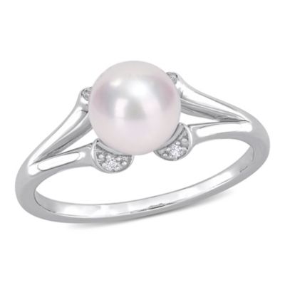 Belk & Co Freshwater Cultured Pearl Heart Ring in Sterling Silver, White, 9