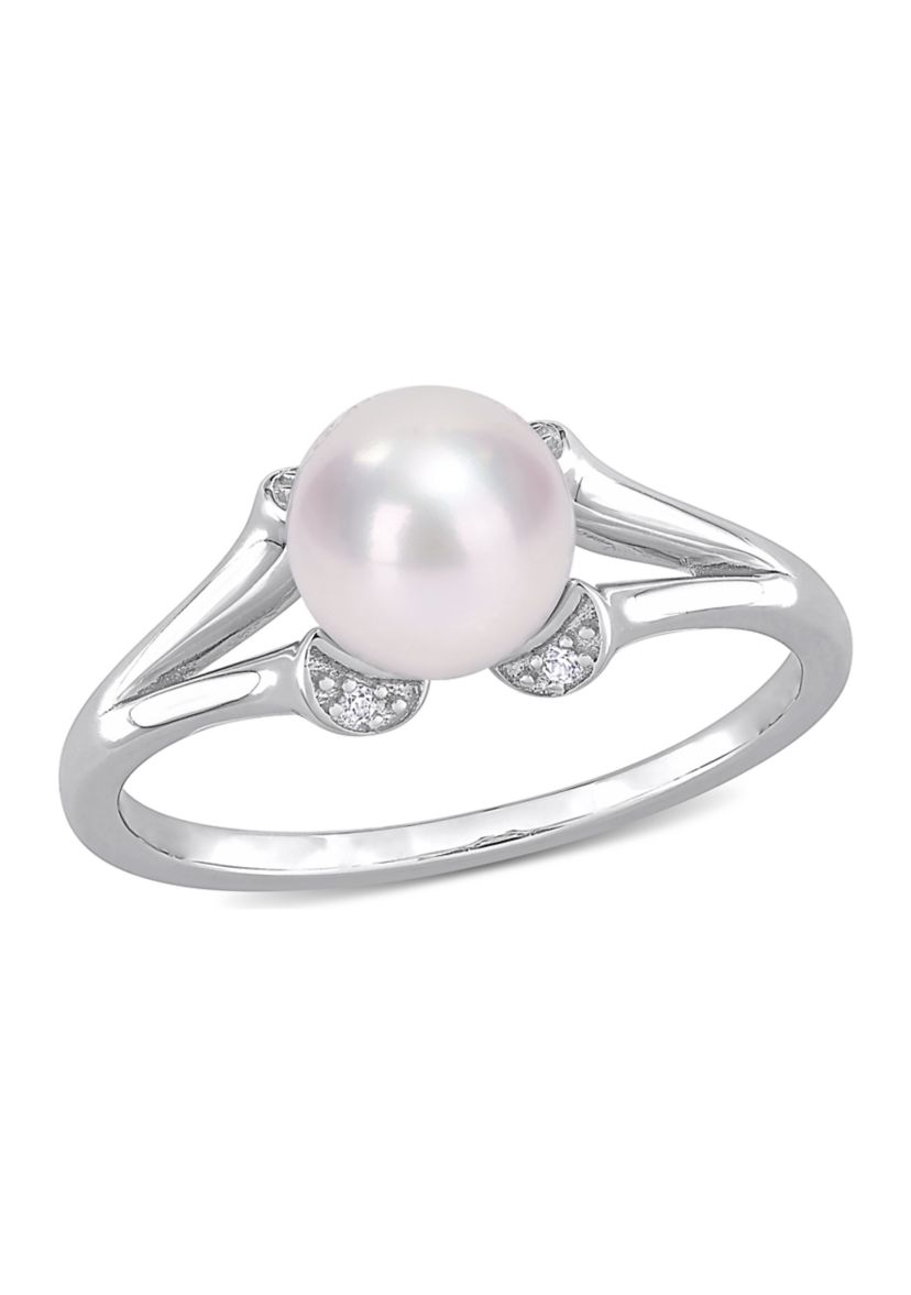 Freshwater Cultured Pearl Heart Ring in Sterling Silver