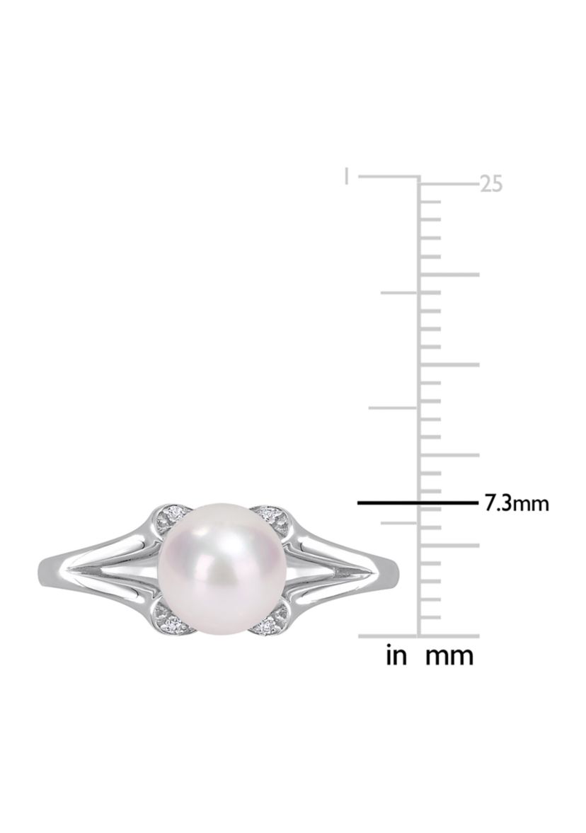 Freshwater Cultured Pearl Heart Ring in Sterling Silver