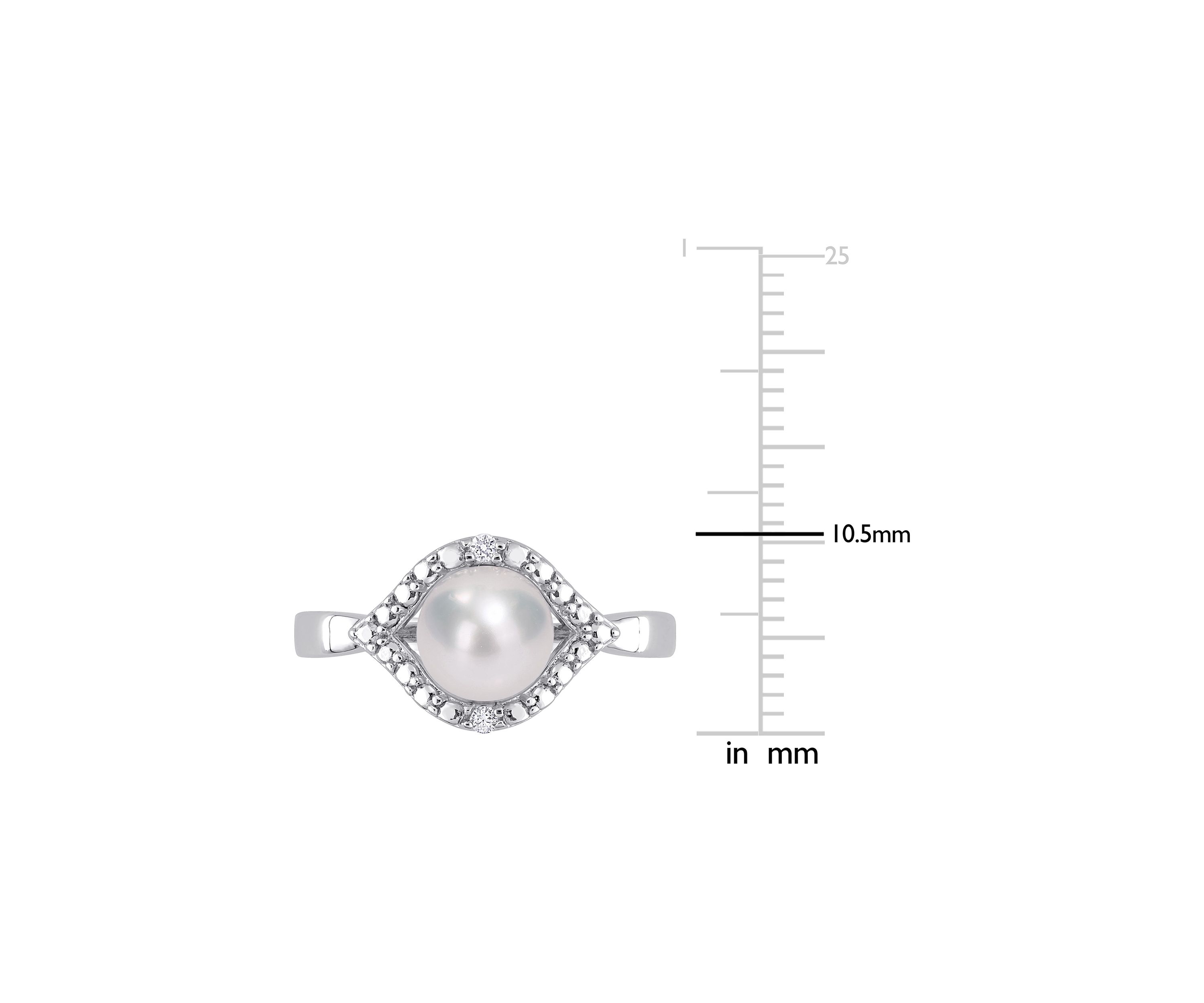 Lab Created 7-7.5mm Freshwater Cultured Pearl and Created White Sapphire Halo Ring in Sterling Silver
