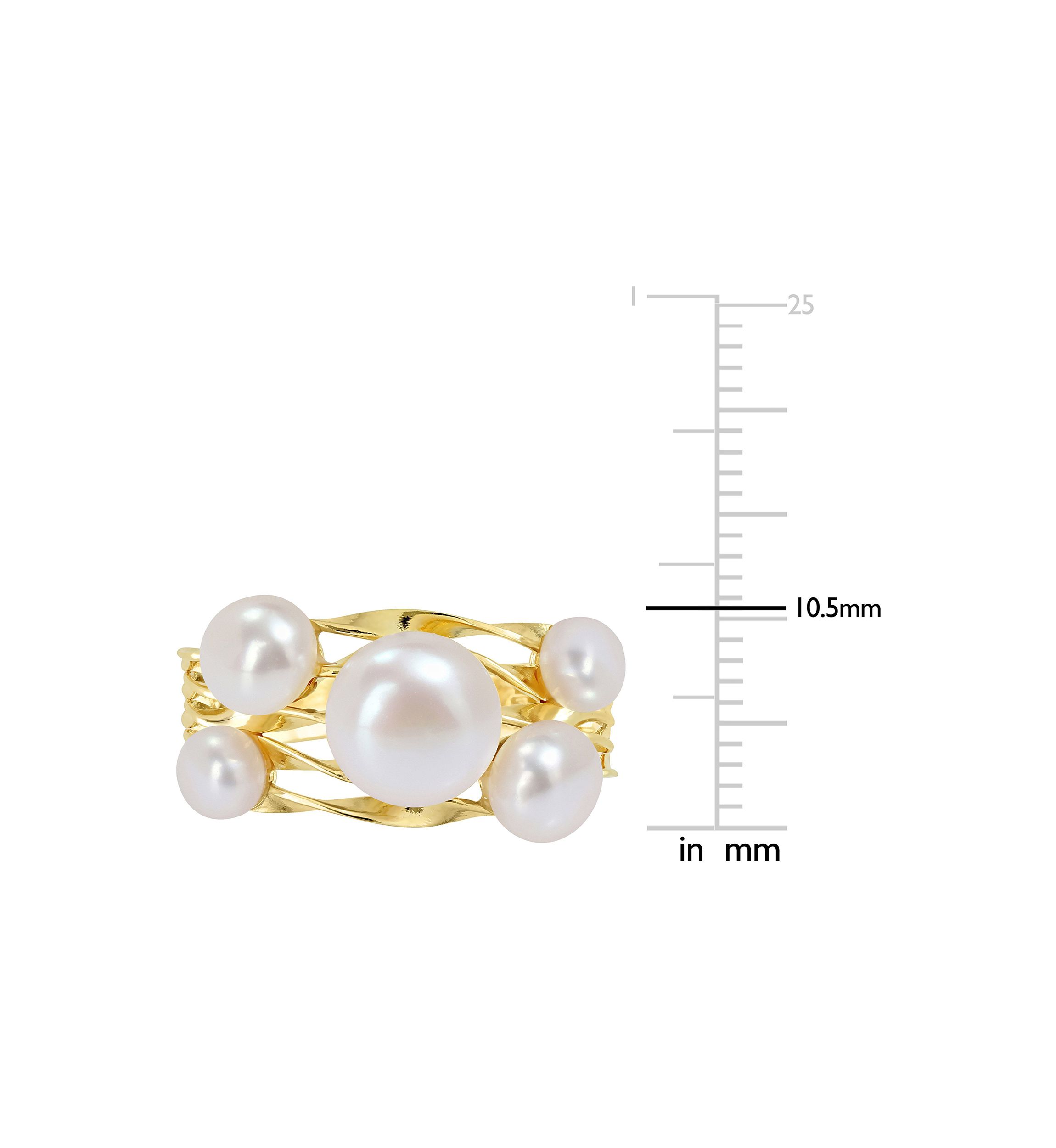 Freshwater Cultured Pearl Coil Ring in Yellow Plated Sterling Silver