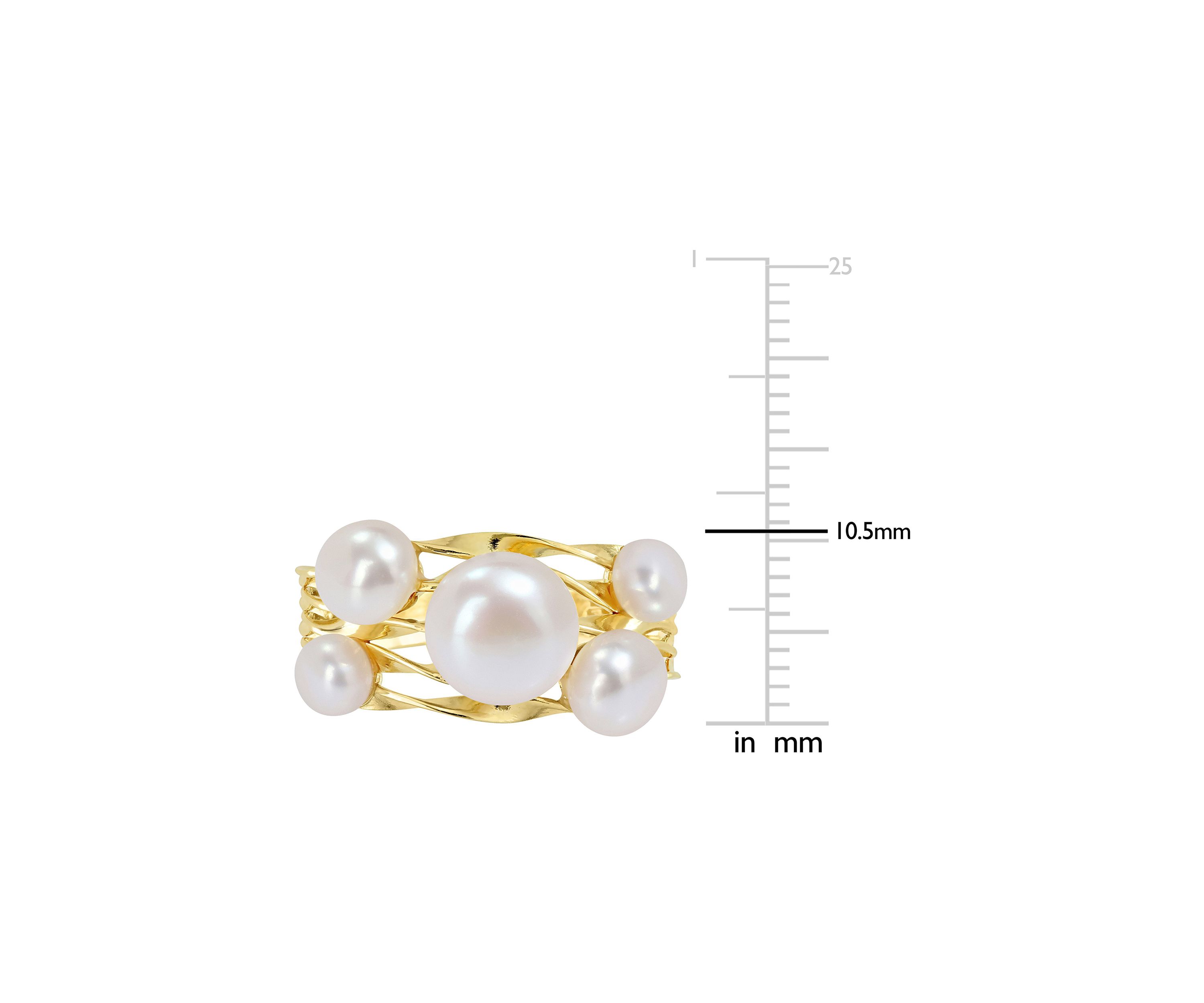 Freshwater Cultured Pearl Coil Ring in Yellow Plated Sterling Silver