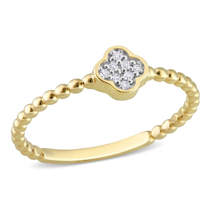 Diamond Accent Quatrefoil Ring in 14K Yellow Gold