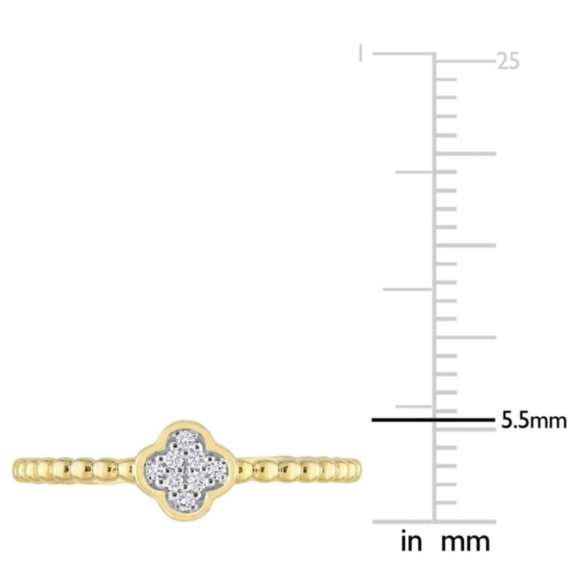 Diamond Accent Quatrefoil Ring in 14K Yellow Gold