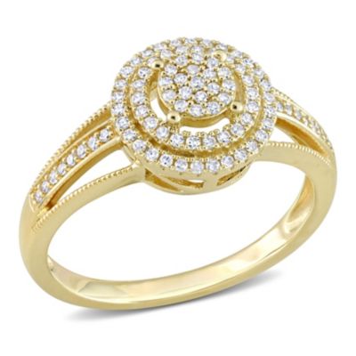 Belk & Co 1/4 Ct. T.w. Diamond Double Halo Cluster Ring In 10K Yellow Gold, 8.5 -  0075000225630
