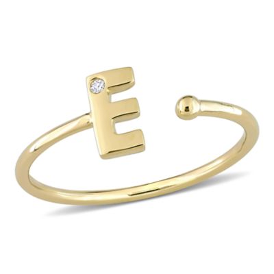 Belk & Co Diamond Accent Initial Ring in 10K Yellow Gold, 8