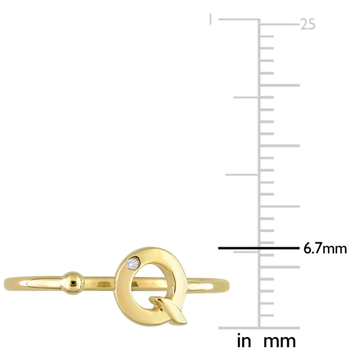 Diamond Accent Initial Ring in 10K Yellow Gold