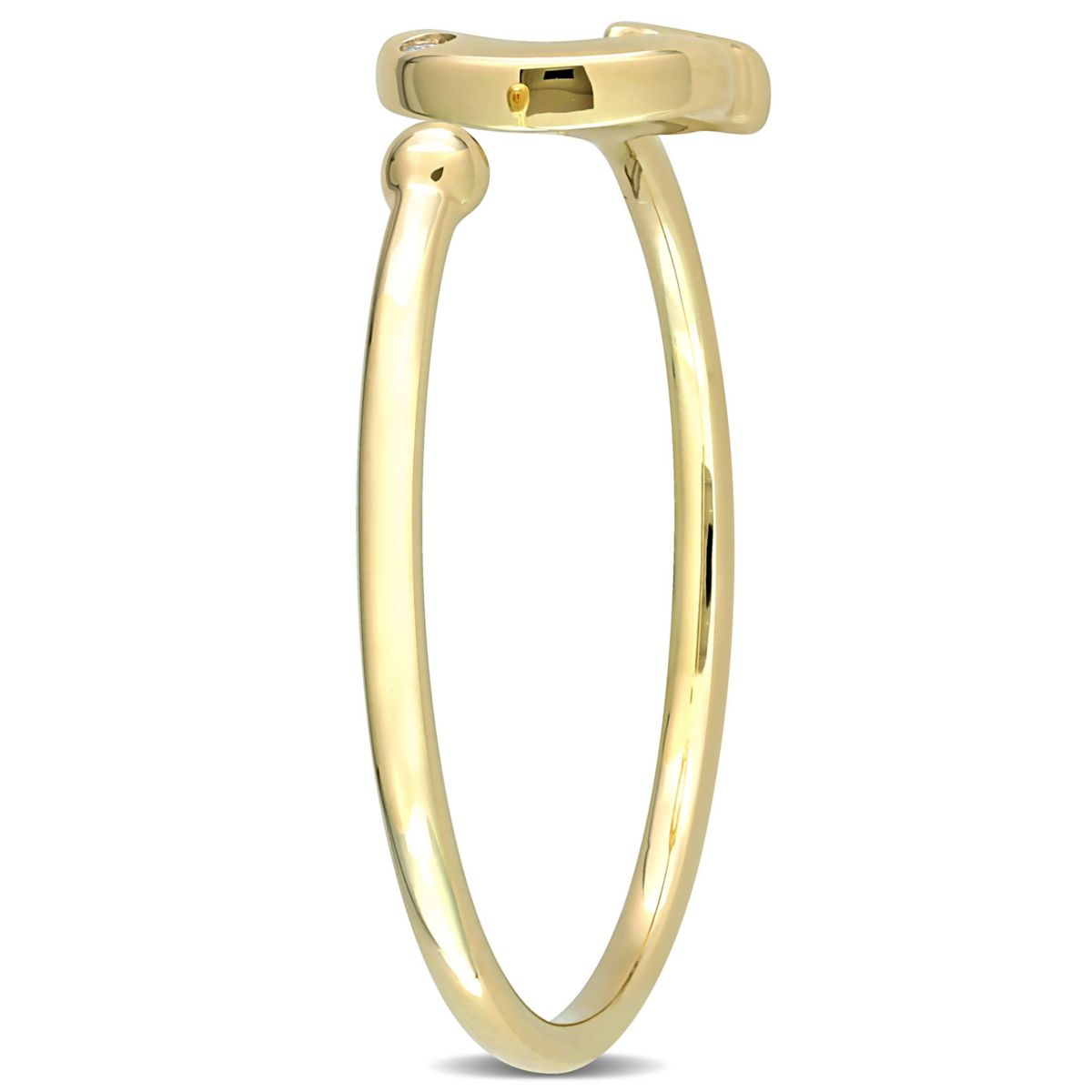 Diamond Accent Initial Ring in 10K Yellow Gold