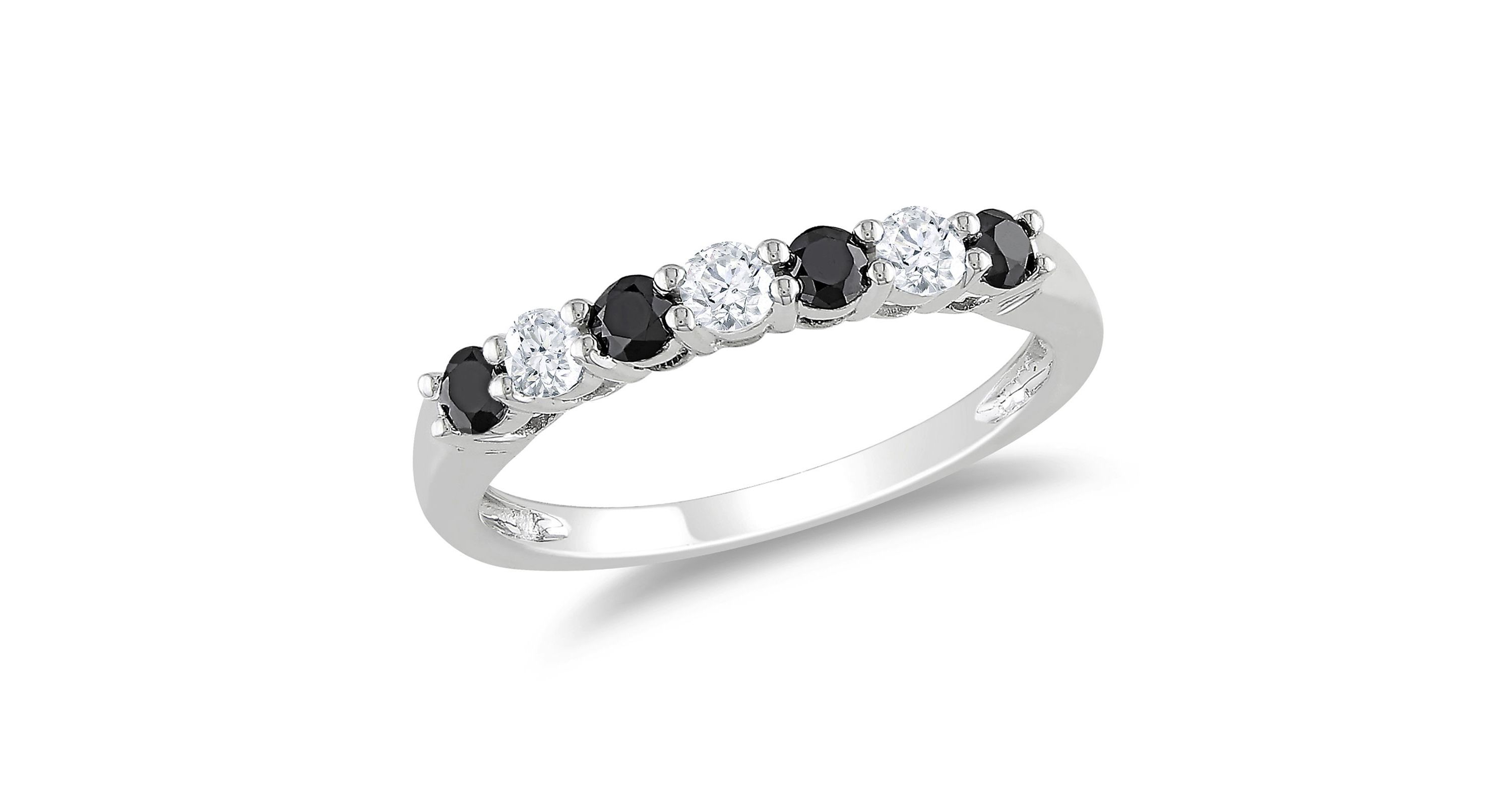 1/2 ct. t.w. Black and White Diamond Anniversary Band in 10K White Gold