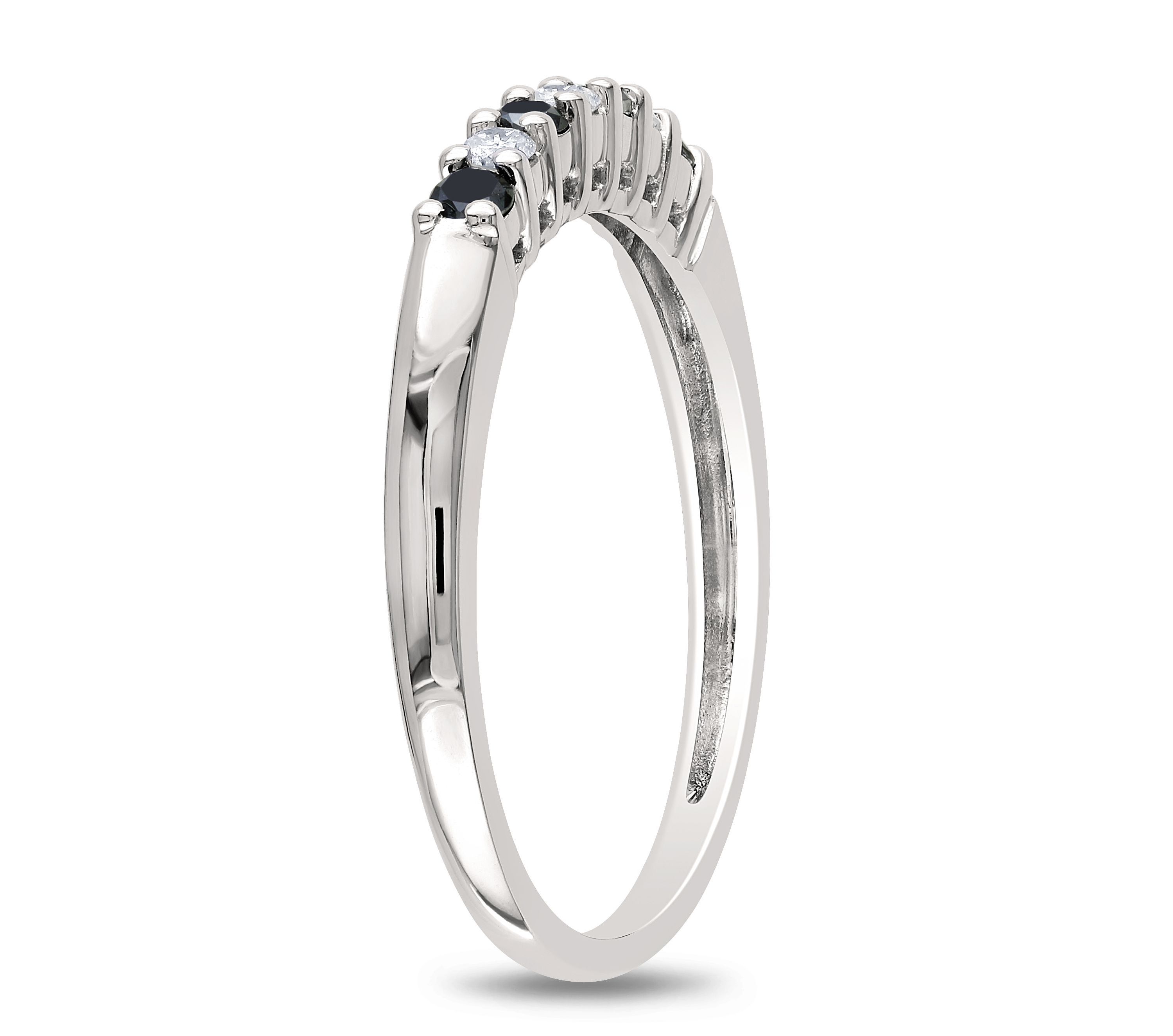 1/2 ct. t.w. Black and White Diamond Anniversary Band in 10K White Gold