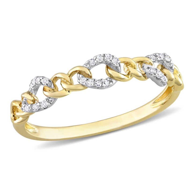 Diamond Accent Link Ring in 10K Yellow Gold