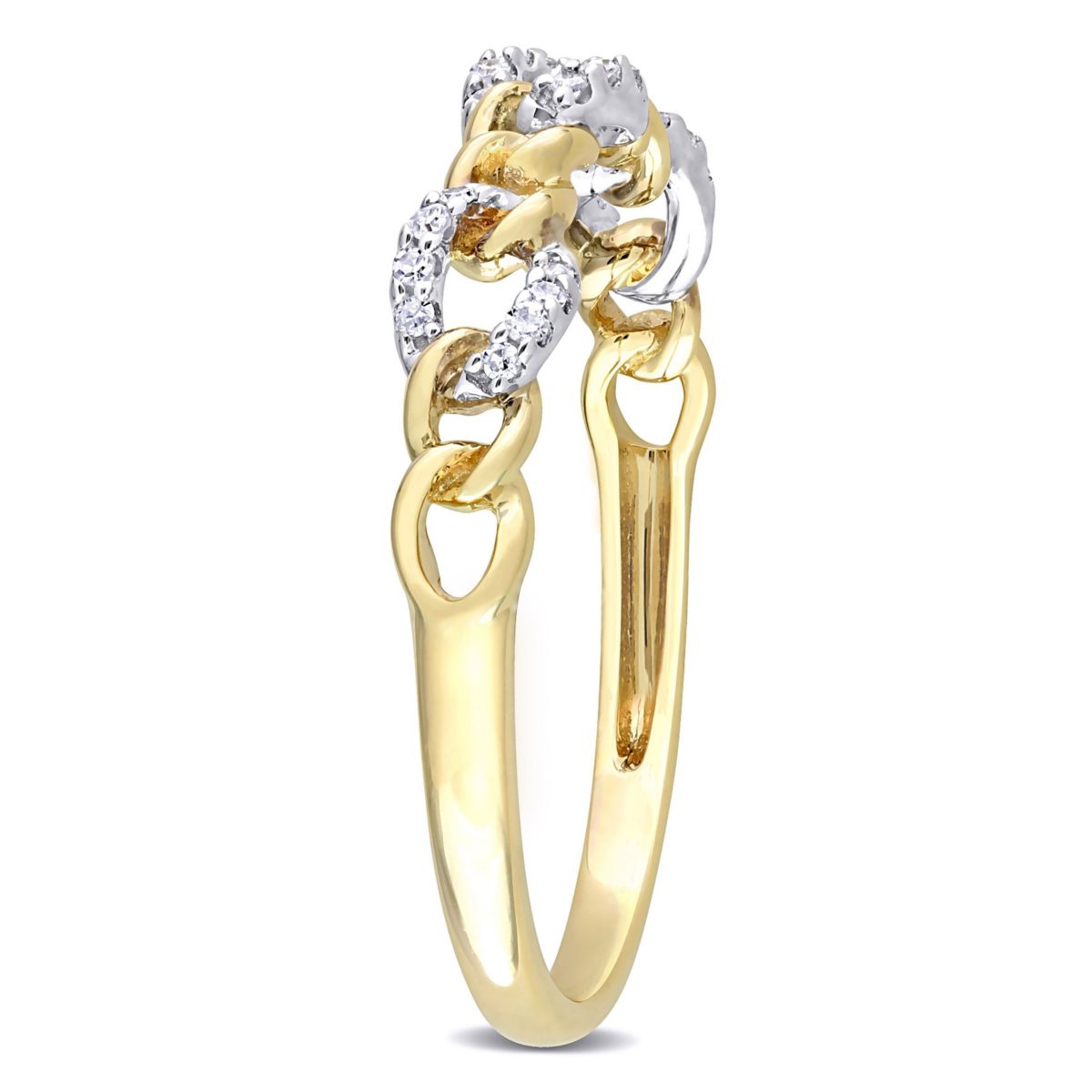 Diamond Accent Link Ring in 10K Yellow Gold