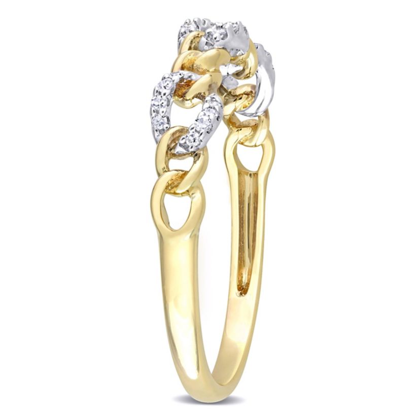 Diamond Accent Link Ring in 10K Yellow Gold