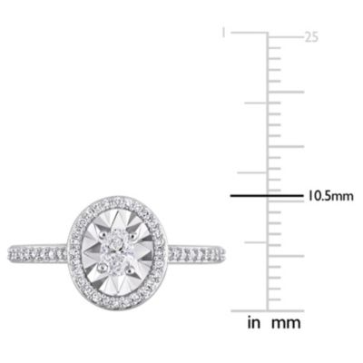 1/3 ct. t.w. Oval and Round-Cut Diamond Ring 14K White Gold