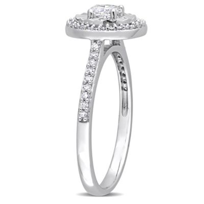 1/3 ct. t.w. Oval and Round-Cut Diamond Ring 14K White Gold