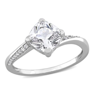 Belk & Co Lab Created 1.96 Ct. T.g.w. Created White Sapphire And Diamond Accent Ring In 10K White Gold