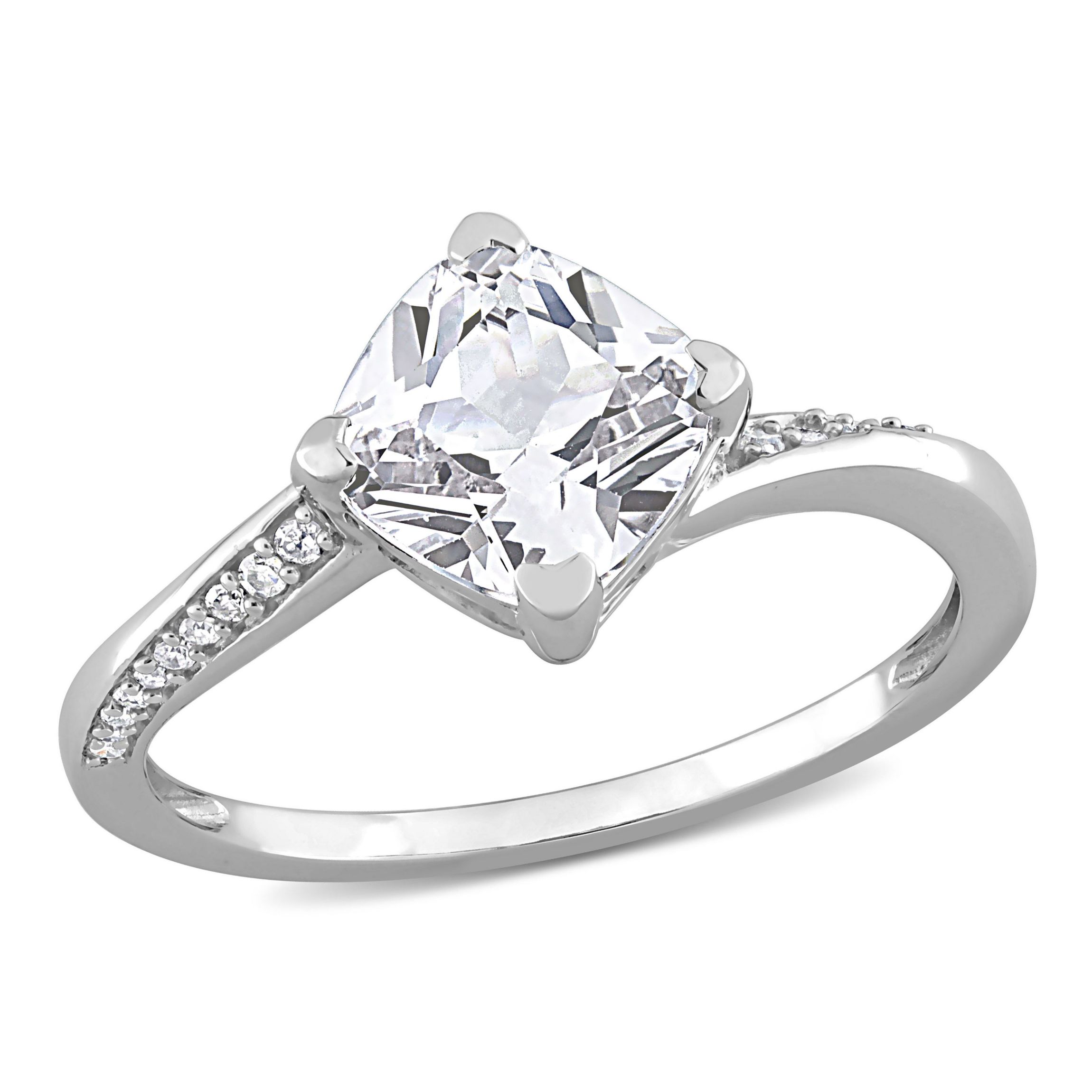 Lab Created 1.96 ct. t.g.w. Created White Sapphire and Diamond Accent Ring in 10K White Gold