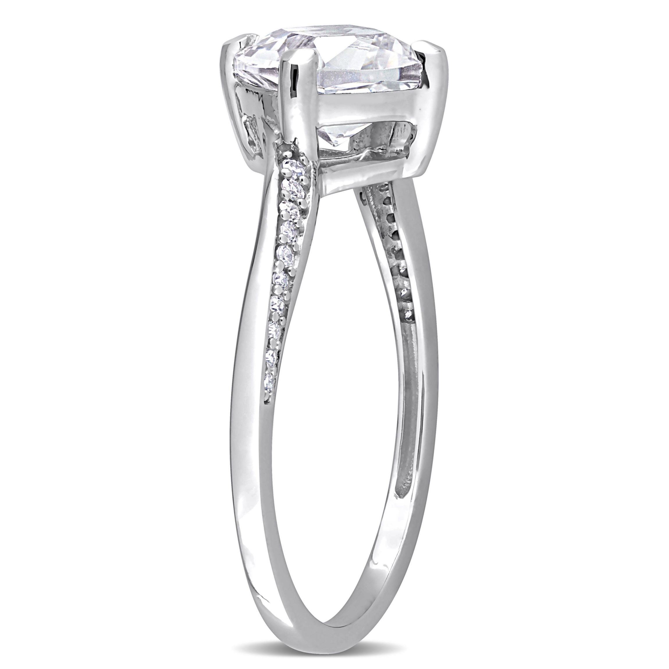 Lab Created 1.96 ct. t.g.w. Created White Sapphire and Diamond Accent Ring in 10K White Gold