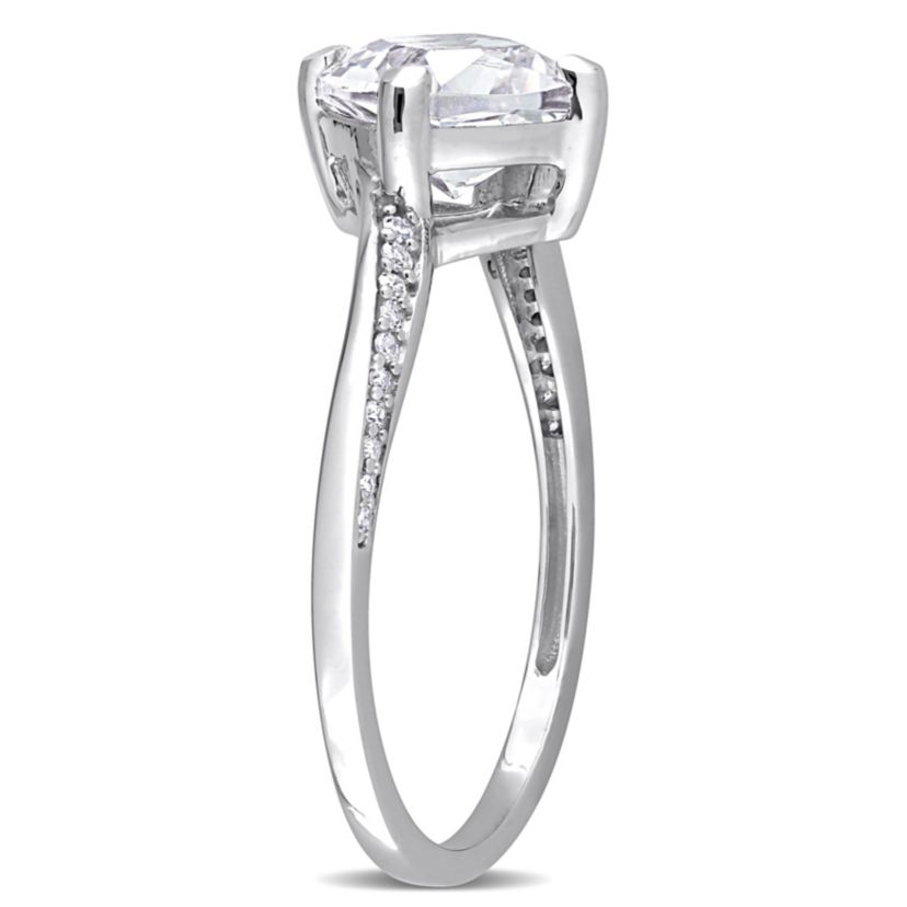 Lab Created 1.96 ct. t.g.w. Created White Sapphire and Diamond Accent Ring in 10K White Gold