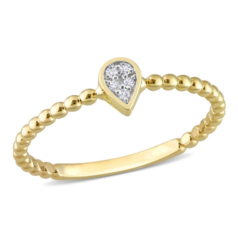Diamond Accent Teardrop Ring in 14K Yellow Gold