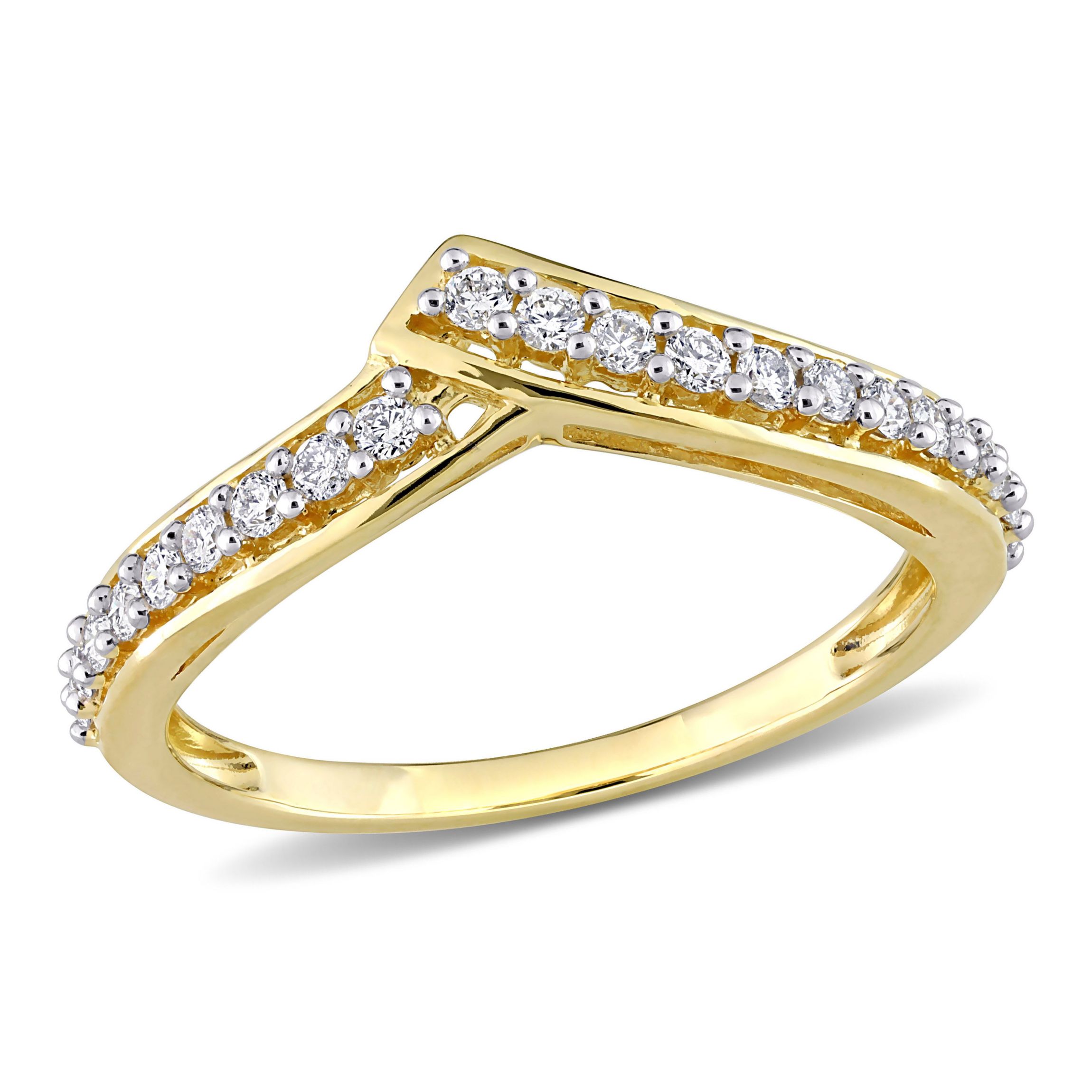 1/3 ct. t.w. Diamond Chevron Design Ring in 10K Yellow Gold