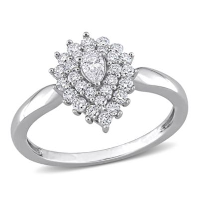 Belk & Co 1/2 ct. t.w. Pear and Round Diamond Graduated Halo Engagement Ring in 14K White Gold, 8.5 -  0075000222394