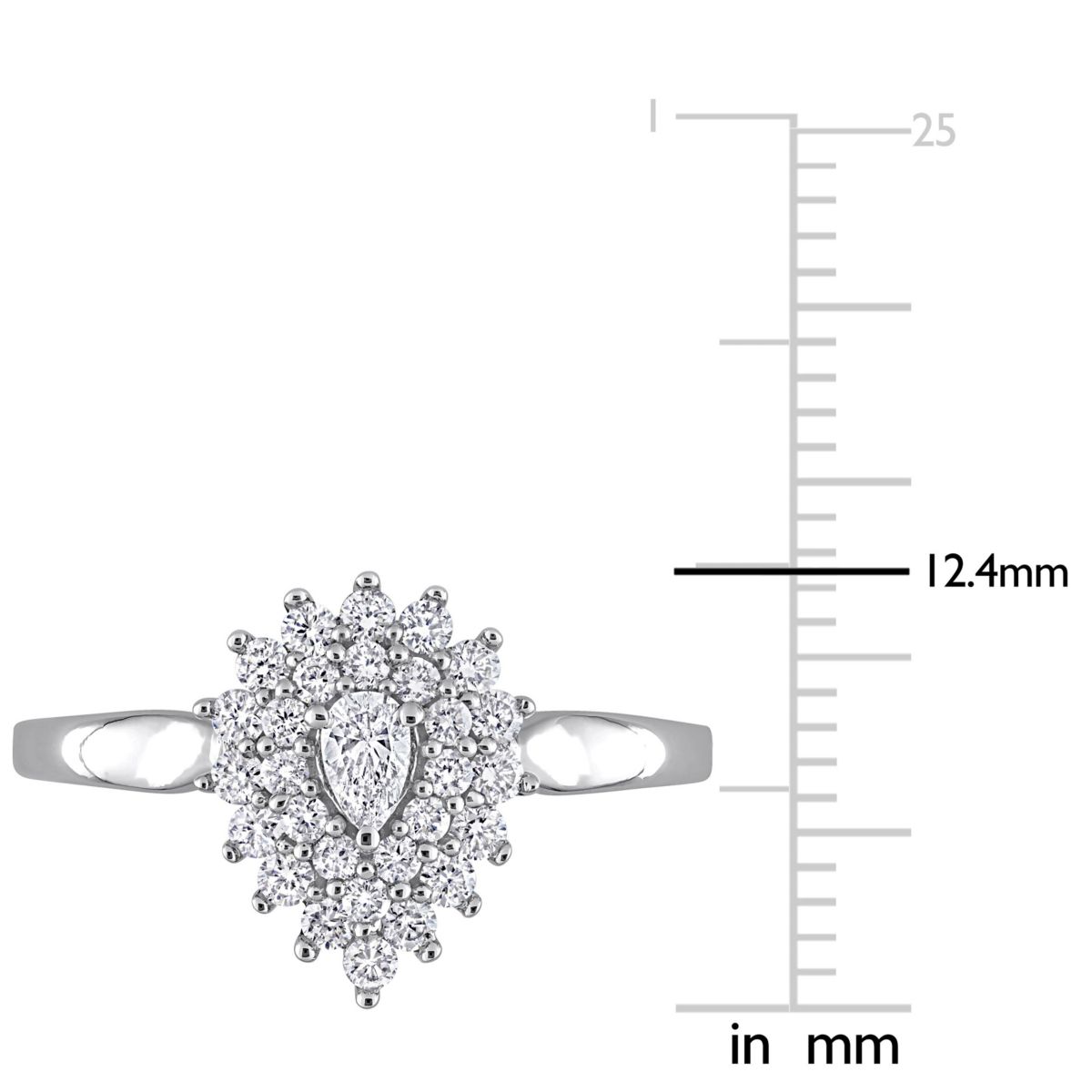 1/2 ct. t.w. Pear and Round Diamond Graduated Halo Engagement Ring in 14K White Gold