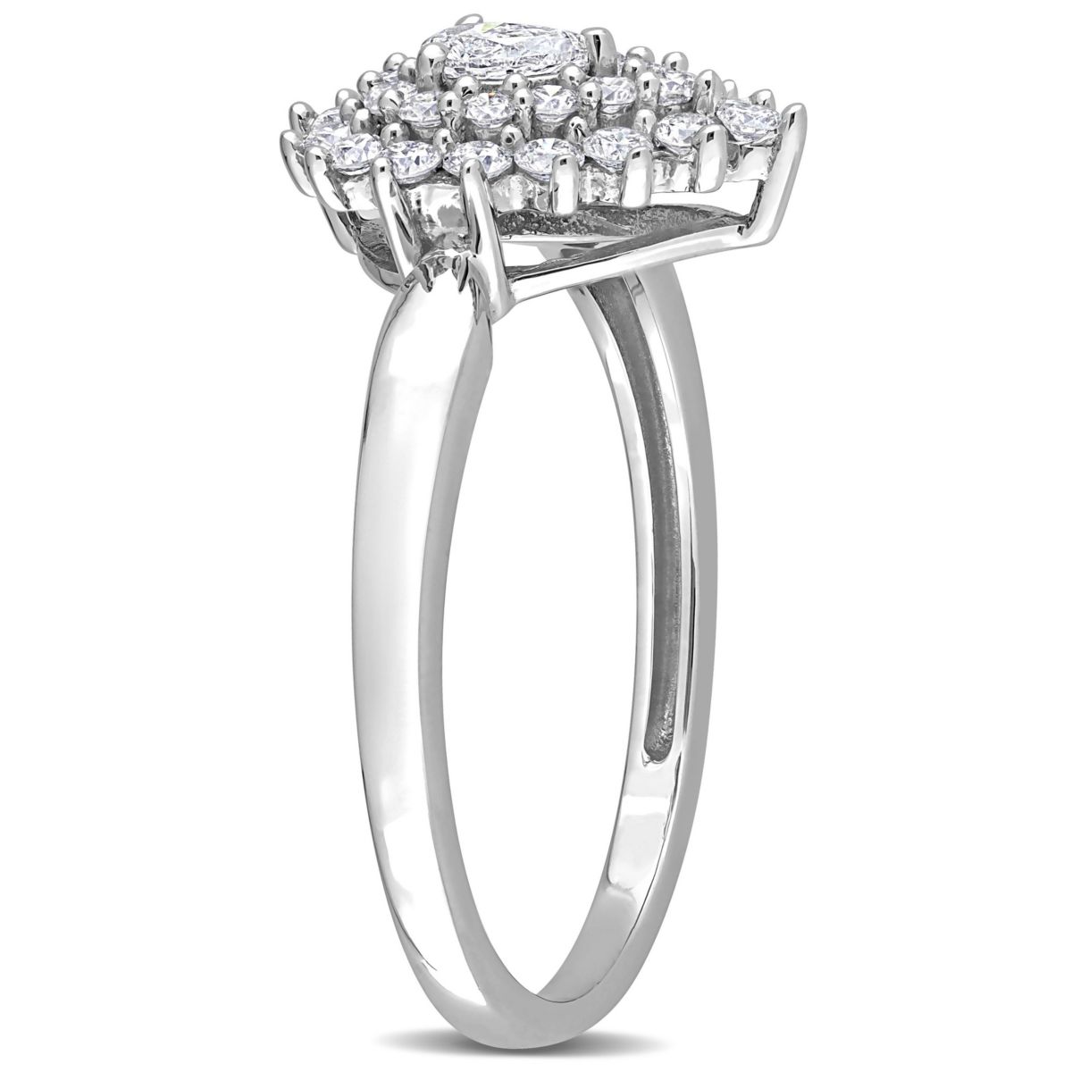 1/2 ct. t.w. Pear and Round Diamond Graduated Halo Engagement Ring in 14K White Gold