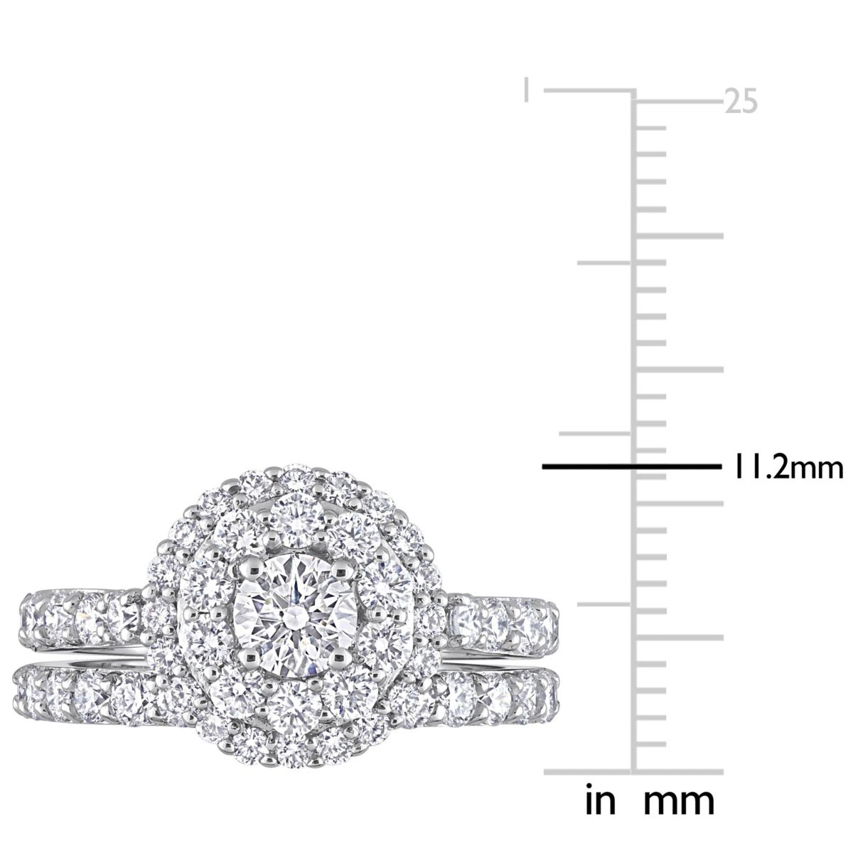 1.75 ct. t.g.w. Lab Created Diamond Double Halo Bridal Set Ring in 14K White Gold