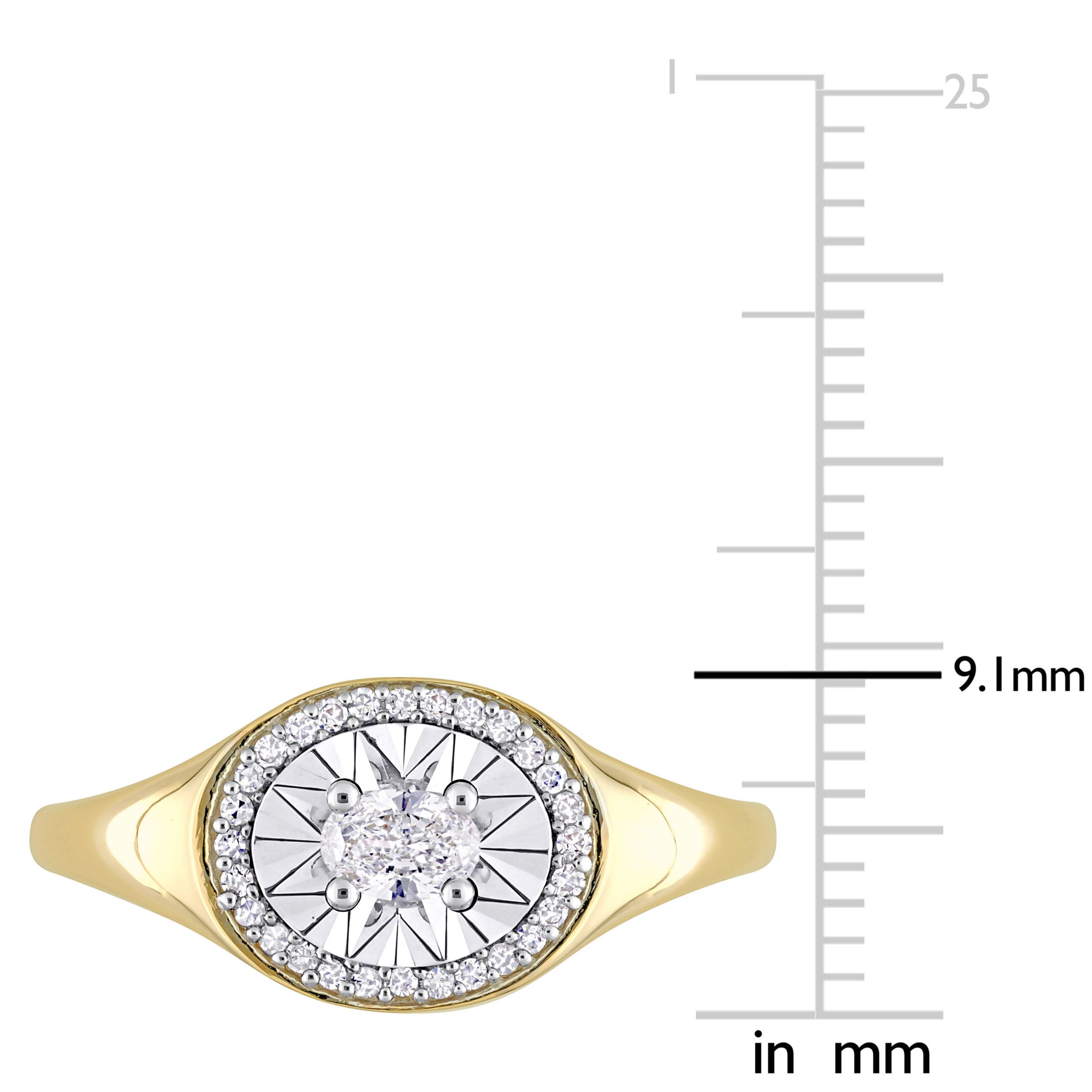 1/4 ct. t.w. Oval and Round-Cut Diamond Ring in 14K Yellow Gold