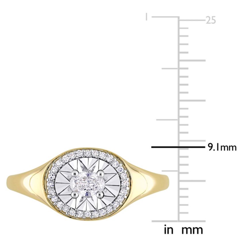 1/4 ct. t.w. Oval and Round-Cut Diamond Ring in 14K Yellow Gold
