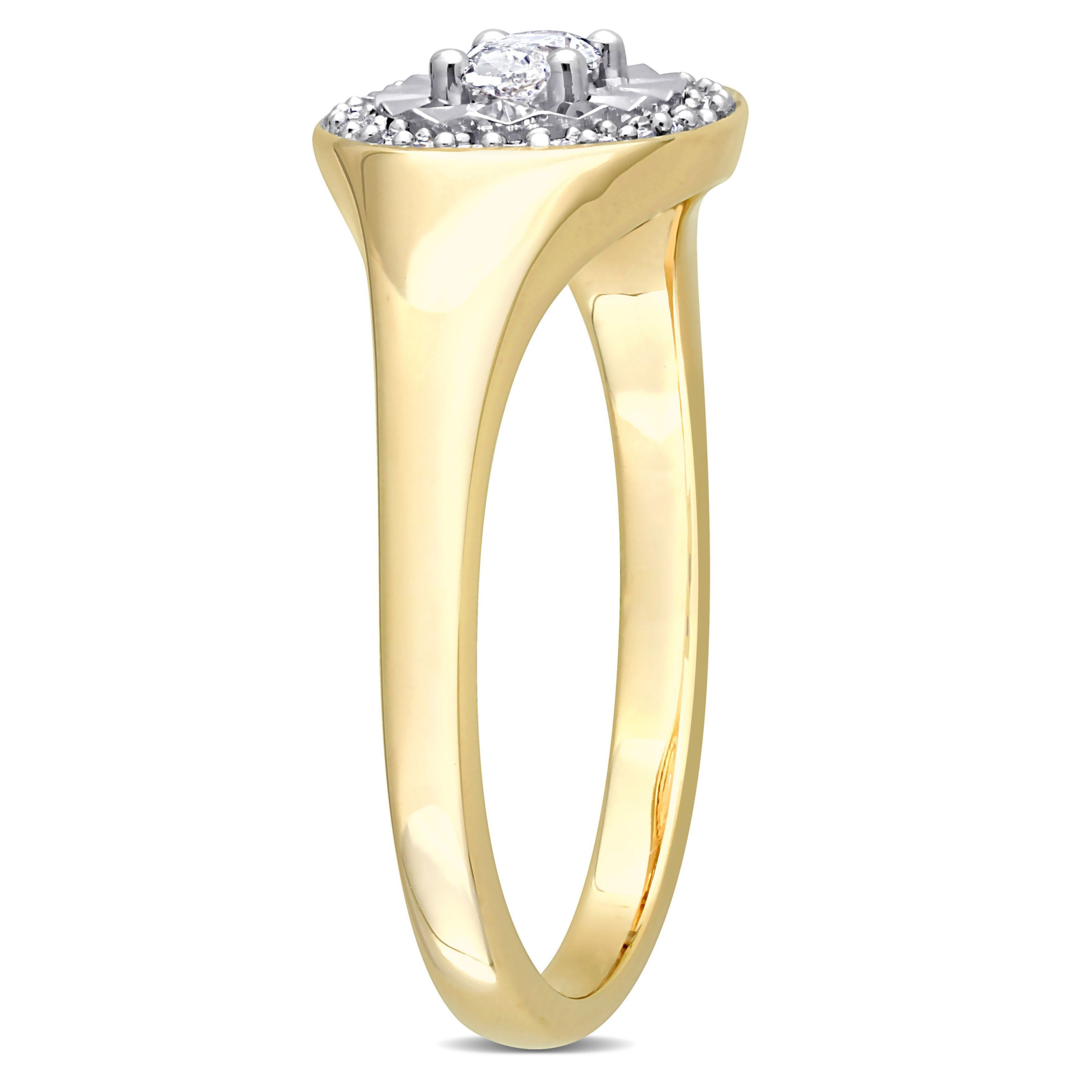 1/4 ct. t.w. Oval and Round-Cut Diamond Ring in 14K Yellow Gold
