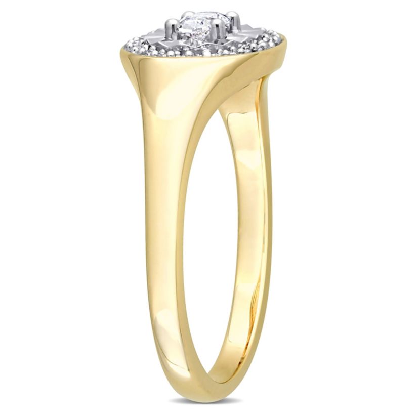 1/4 ct. t.w. Oval and Round-Cut Diamond Ring in 14K Yellow Gold