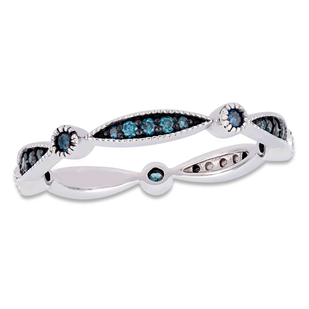 1/4 ct. t.w. Blue Diamond Eternity Band in 10K White Gold with Black Rhodium Plating
