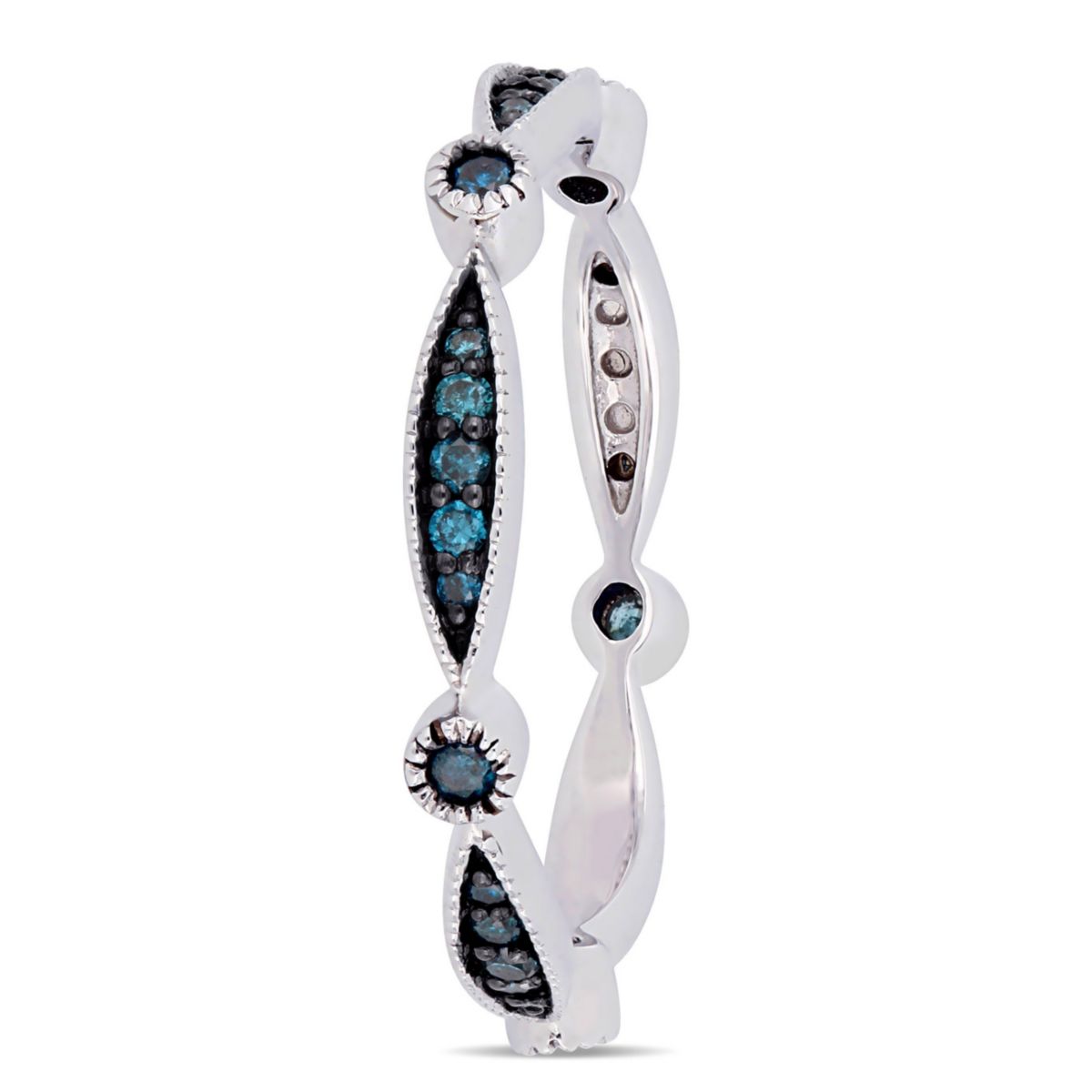 1/4 ct. t.w. Blue Diamond Eternity Band in 10K White Gold with Black Rhodium Plating