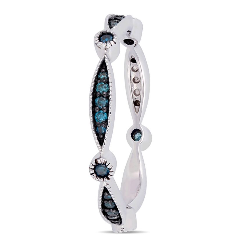 1/4 ct. t.w. Blue Diamond Eternity Band in 10K White Gold with Black Rhodium Plating