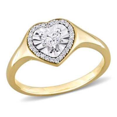 Belk & Co 1/4 ct. t.w. Heart & Round Shape Diamond Halo Engagement Ring in 14K Yellow Gold, 5 -  0075000226781