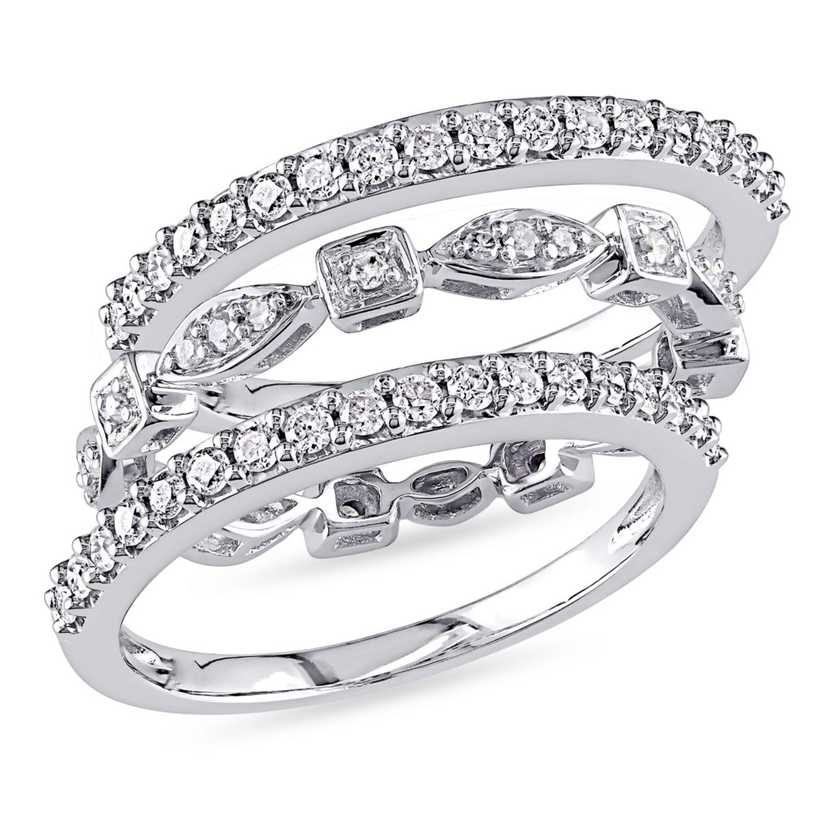 3/4 ct. t.w. Diamond Vintage Anniversary and Eternity Band 3-Piece Set of Stacking Rings in 10K White Gold