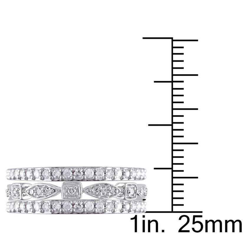 3/4 ct. t.w. Diamond Vintage Anniversary and Eternity Band 3-Piece Set of Stacking Rings in 10K White Gold