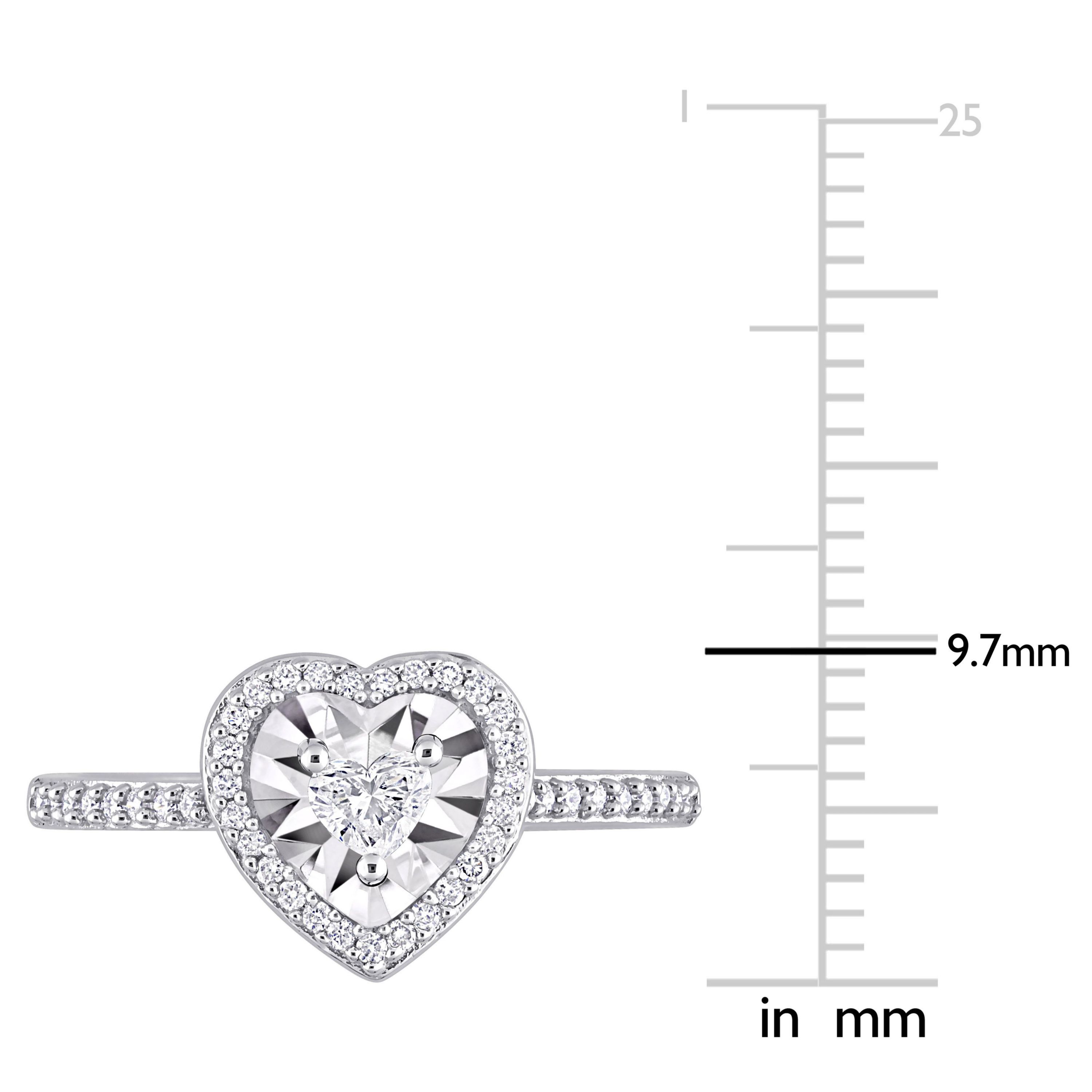 1/3 ct. t.w. Heart & Round Shape Diamond Halo Engagement Ring in 14K White Gold