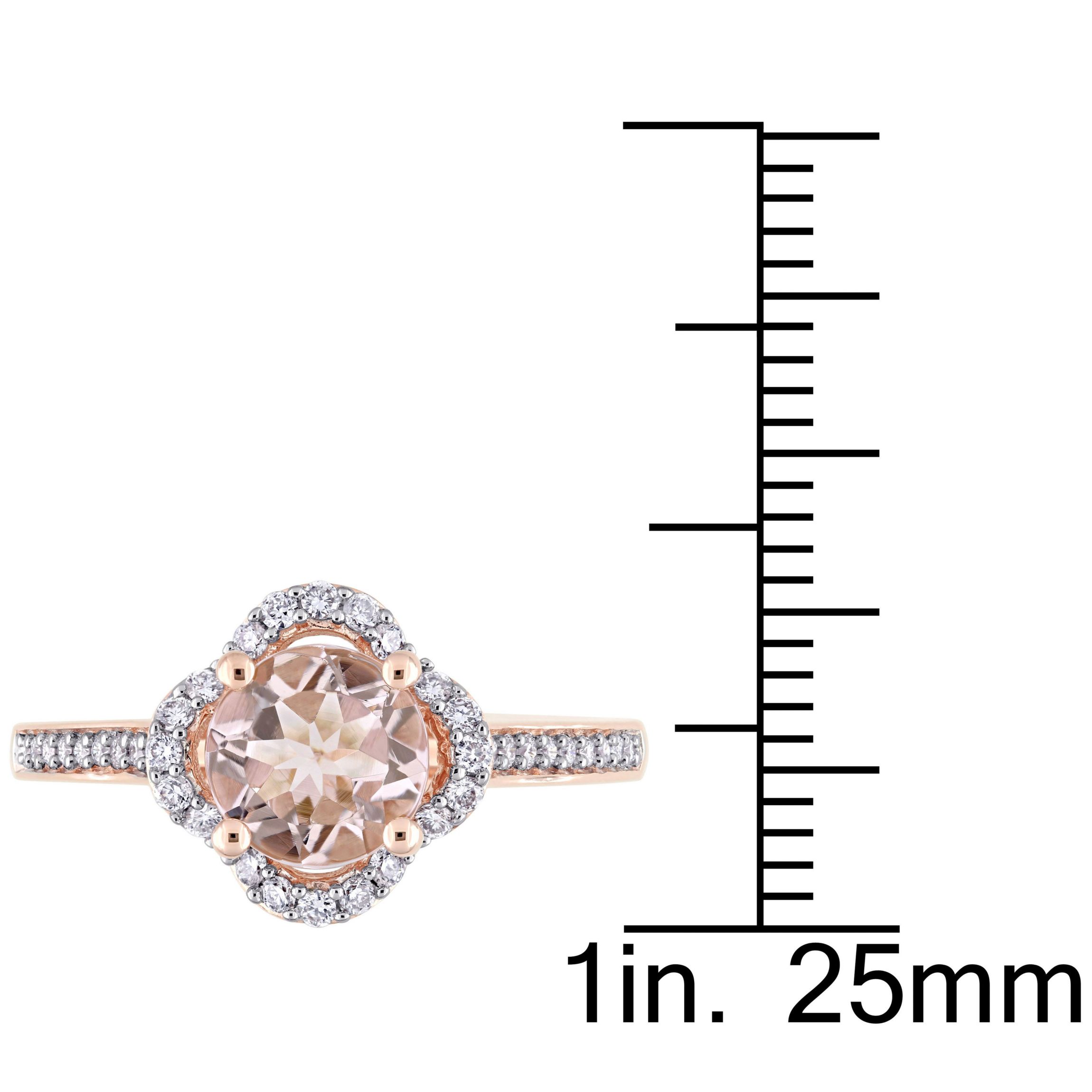 Morganite and 1/4 CT TW Diamond Quatrefoil Halo Ring in 14k Rose Gold