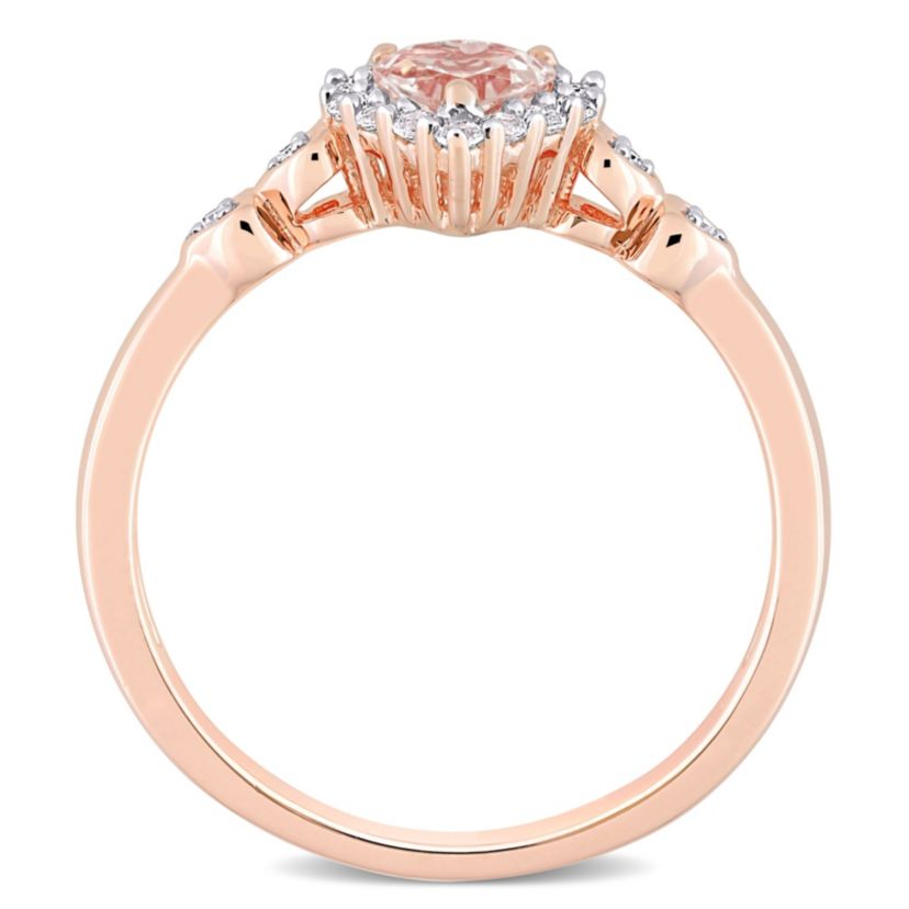 Morganite White Topaz and Diamond Accent Heart Ring in Rose Plated Sterling Silver