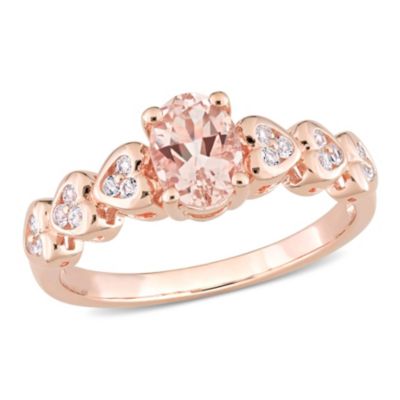 Belk & Co Morganite & White Topaz Ring in Rose Gold Plated Sterling Silver, Pink, 6