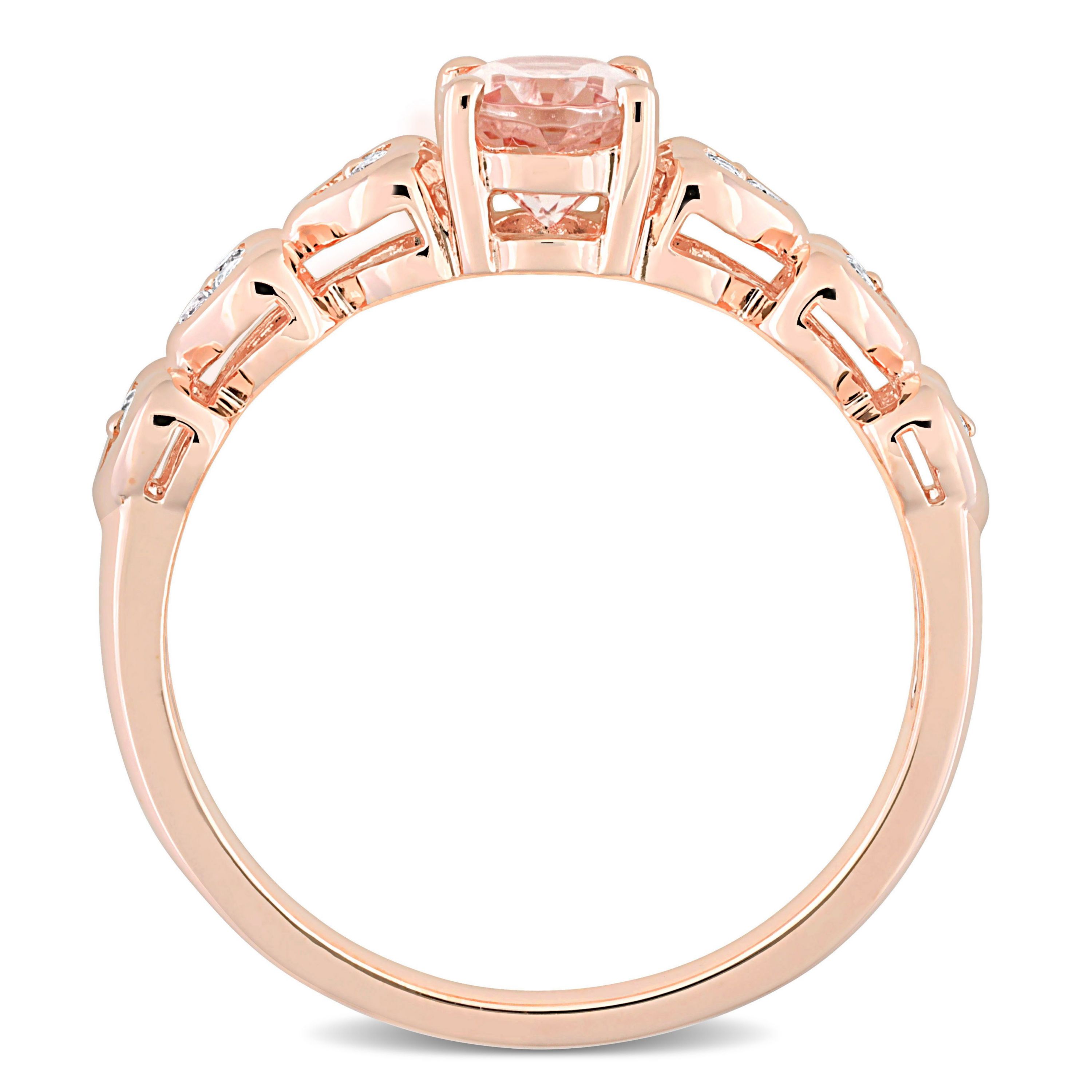 Morganite & White Topaz Ring in Rose Gold Plated Sterling Silver