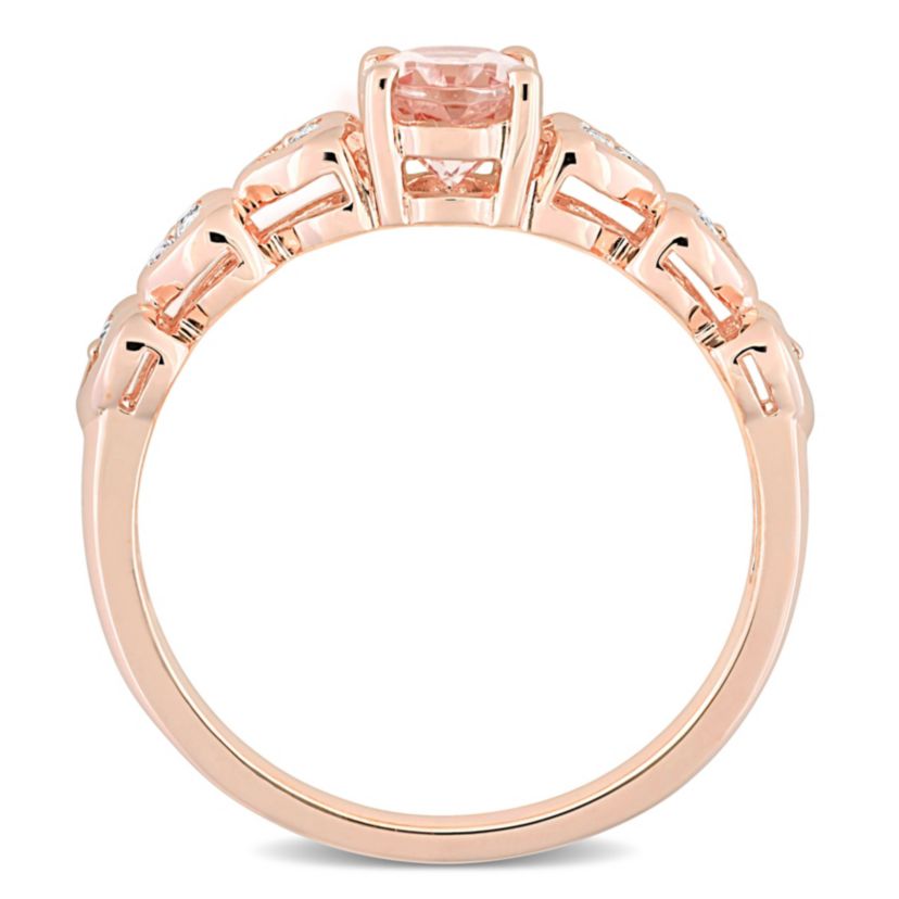 Morganite & White Topaz Ring in Rose Gold Plated Sterling Silver