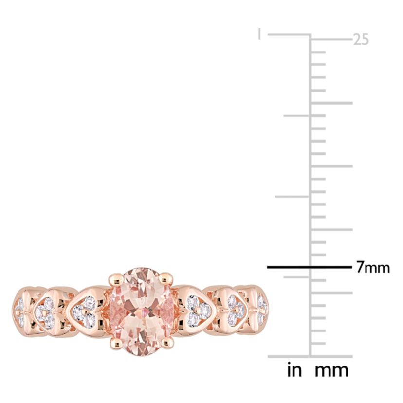 Morganite & White Topaz Ring in Rose Gold Plated Sterling Silver