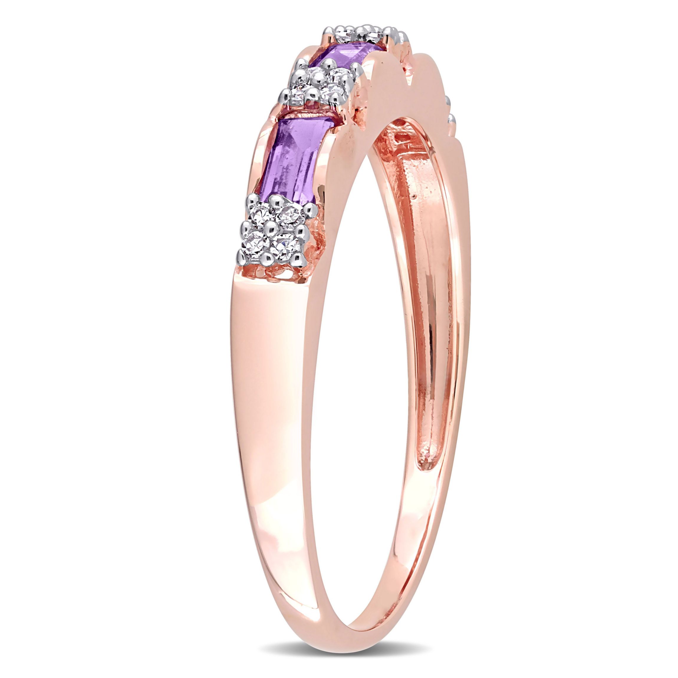 Amethyst and Diamond Accent Eternity Ring in 10k Rose Gold