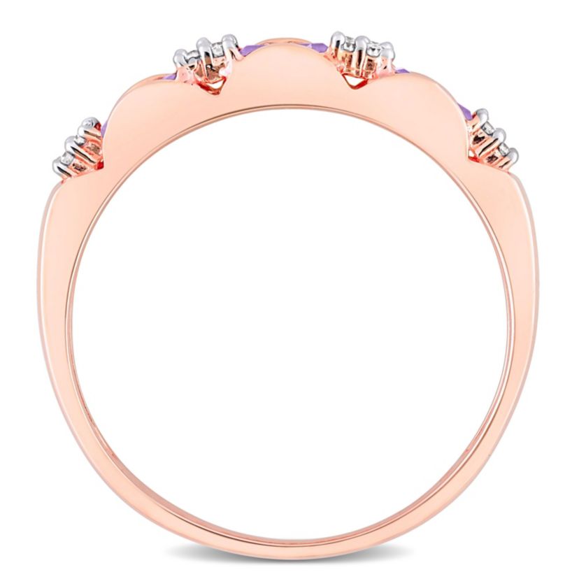 Amethyst and Diamond Accent Eternity Ring in 10k Rose Gold